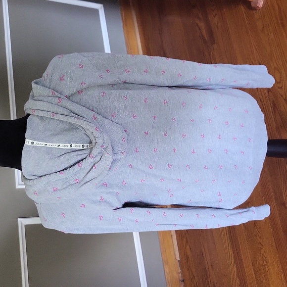 ROXY Gray & Pink Anchor Hoodie Size Medium - Picture 6 of 8